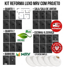 Kit Tomada Apto Completo Mrv Reforma Recta Blux Grafite Gloss